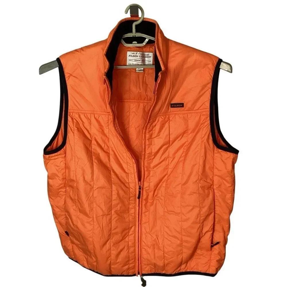 Filson Ultralight Vest Lightweight Quilted Flame Orange Sz XXL Hunting Primaloft